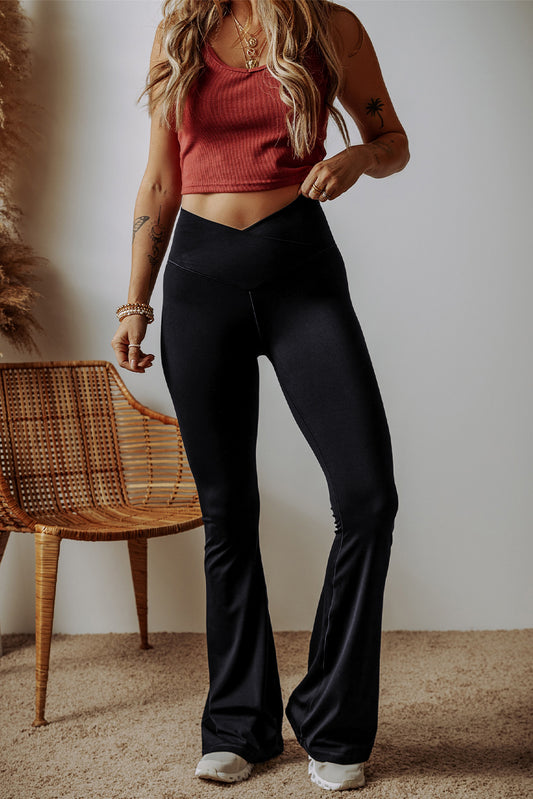 Criss Cross Waist Flared Leggings