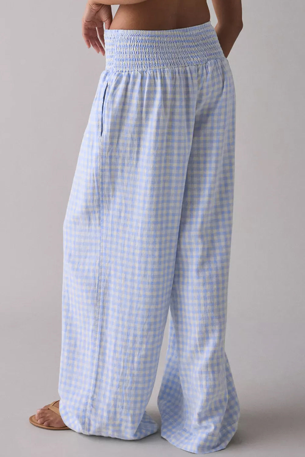 Gingham High Waist Loose Pants