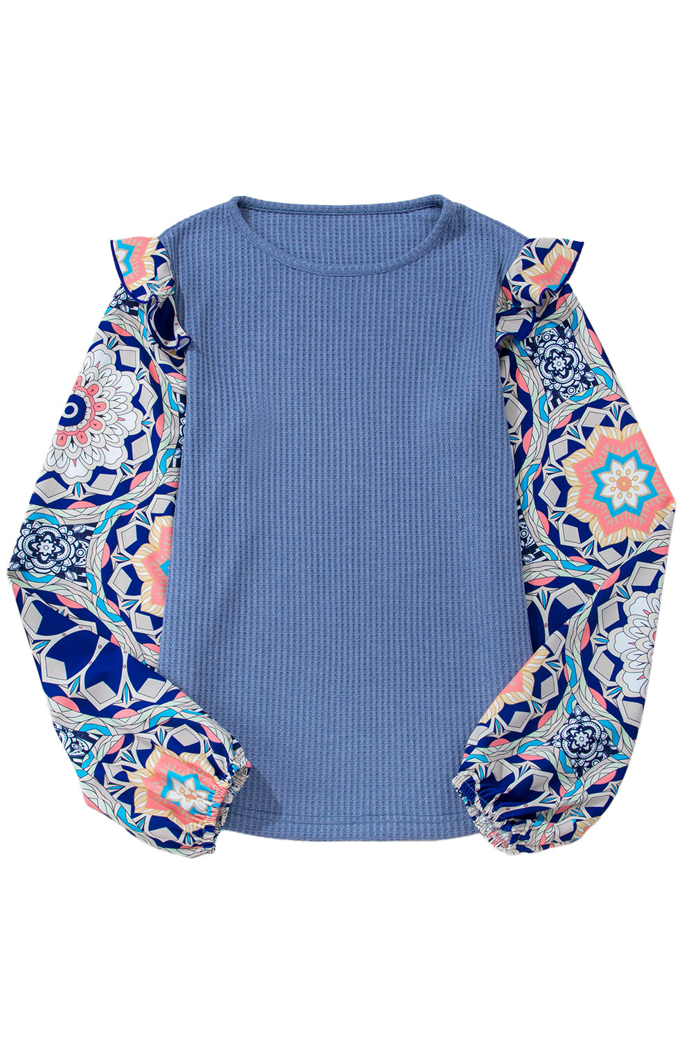 Waffle Floral Sleeve Top