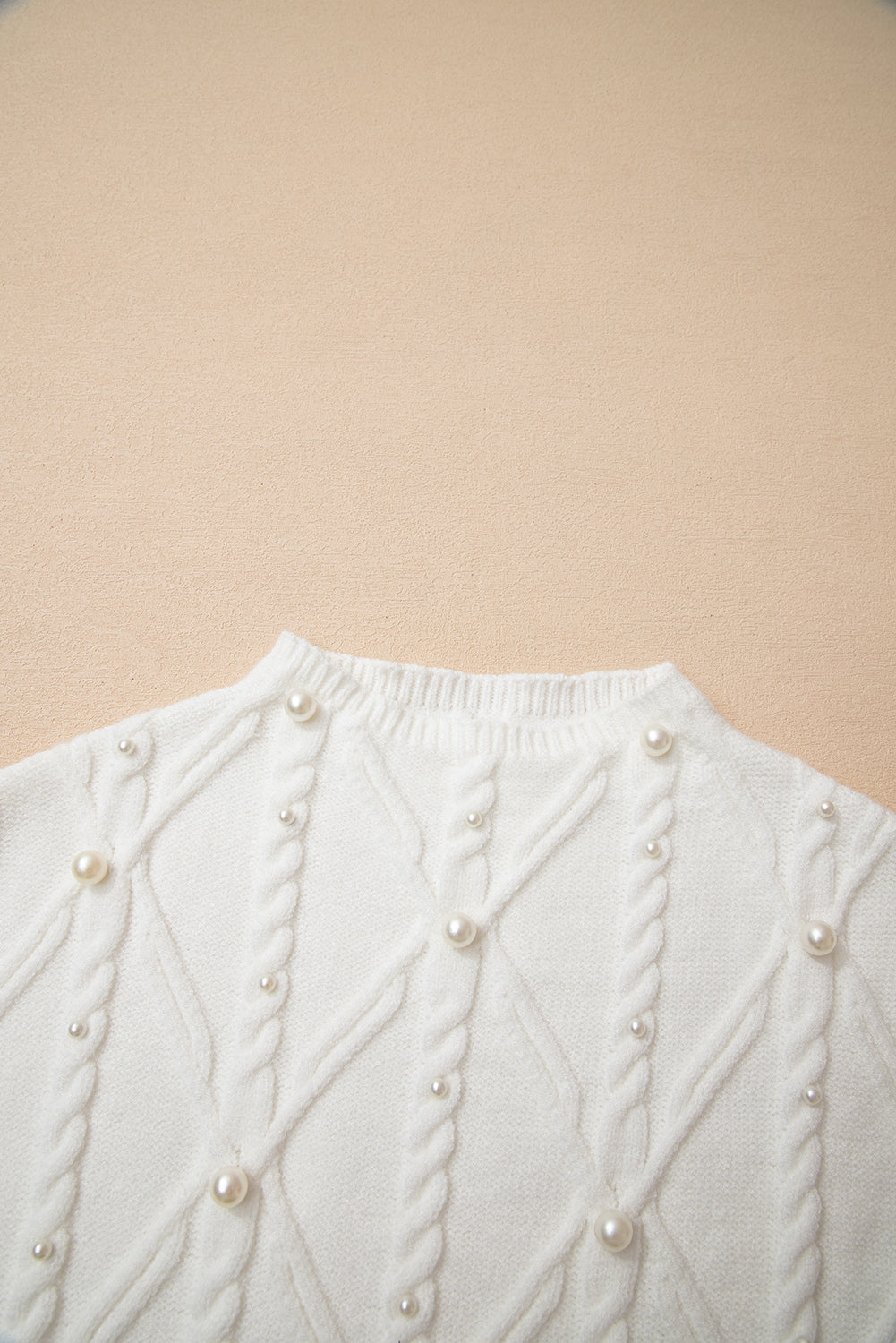 White Pearl High Neck Sleeveless Sweater