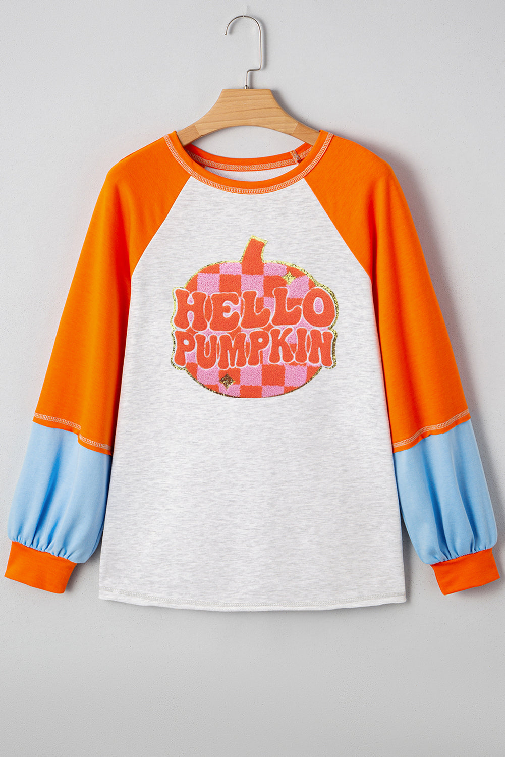 Long-sleeve shirt with 'Hello Pumpkin'  for Halloween, Fall and Thanksgiving