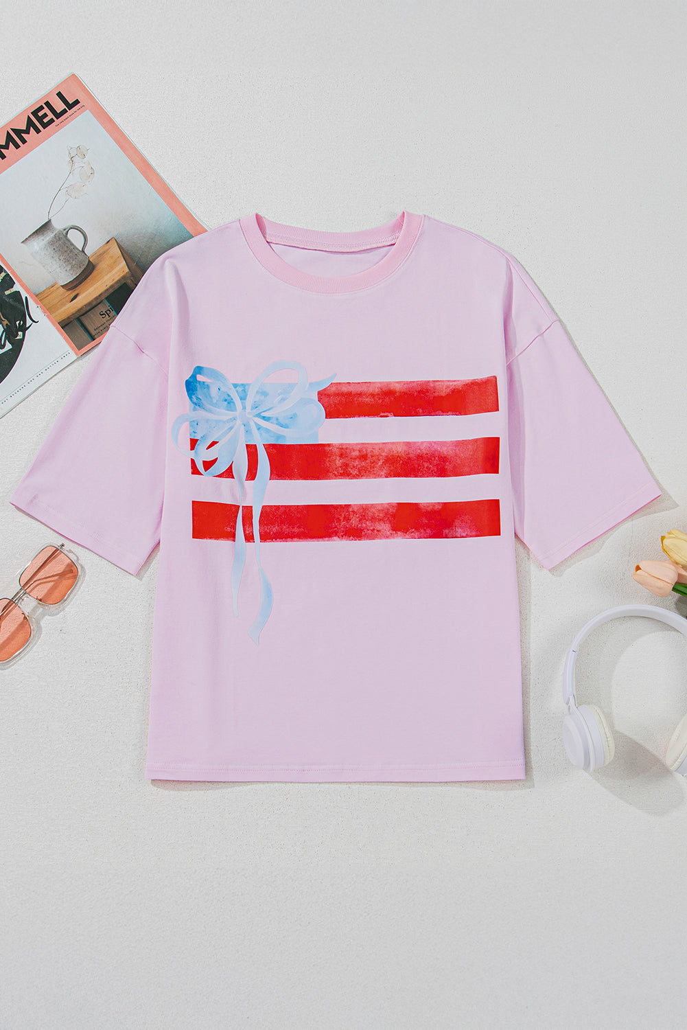 Light Pink Flag Graphic Tee