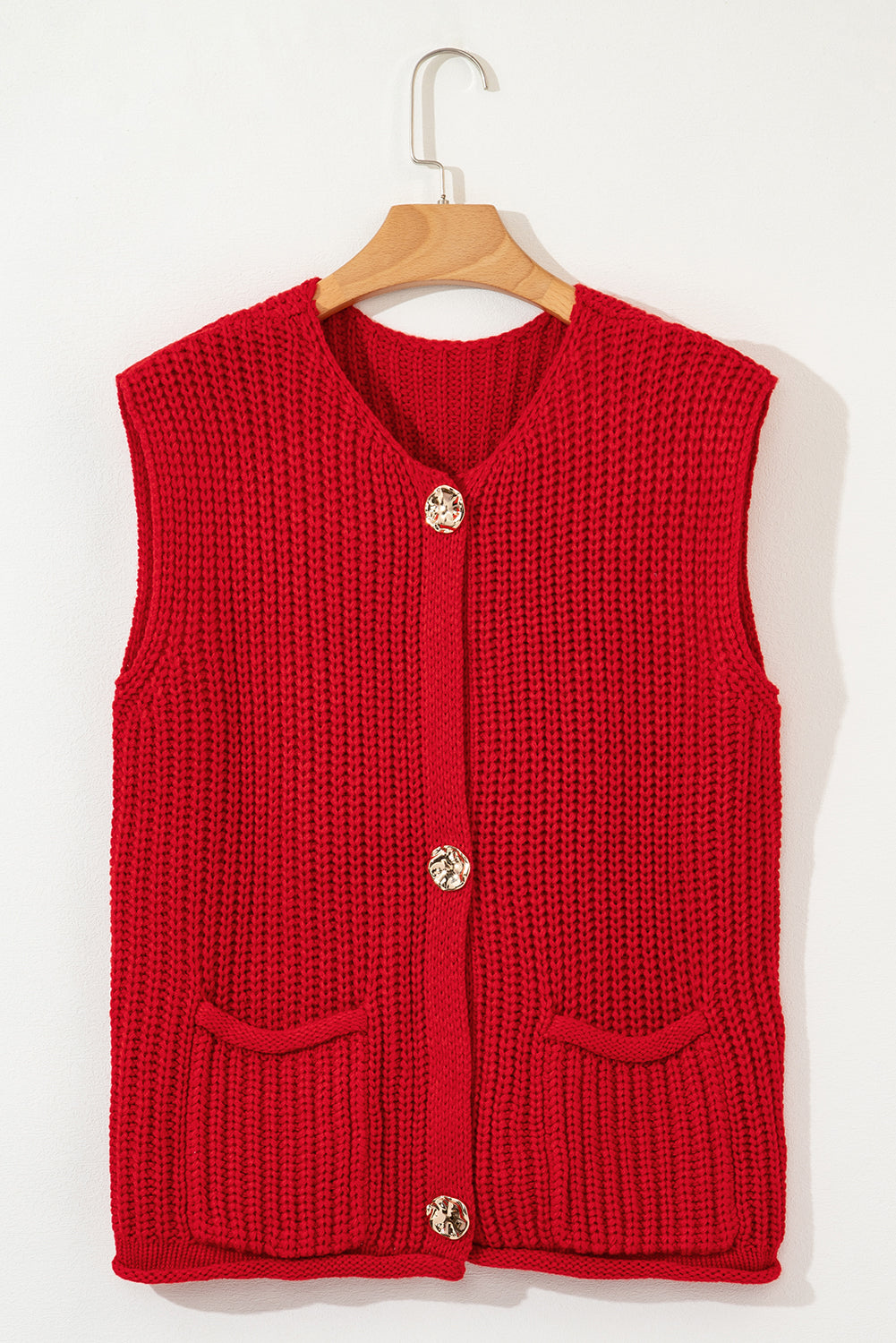 Knit Side Pockets Sweater Vest