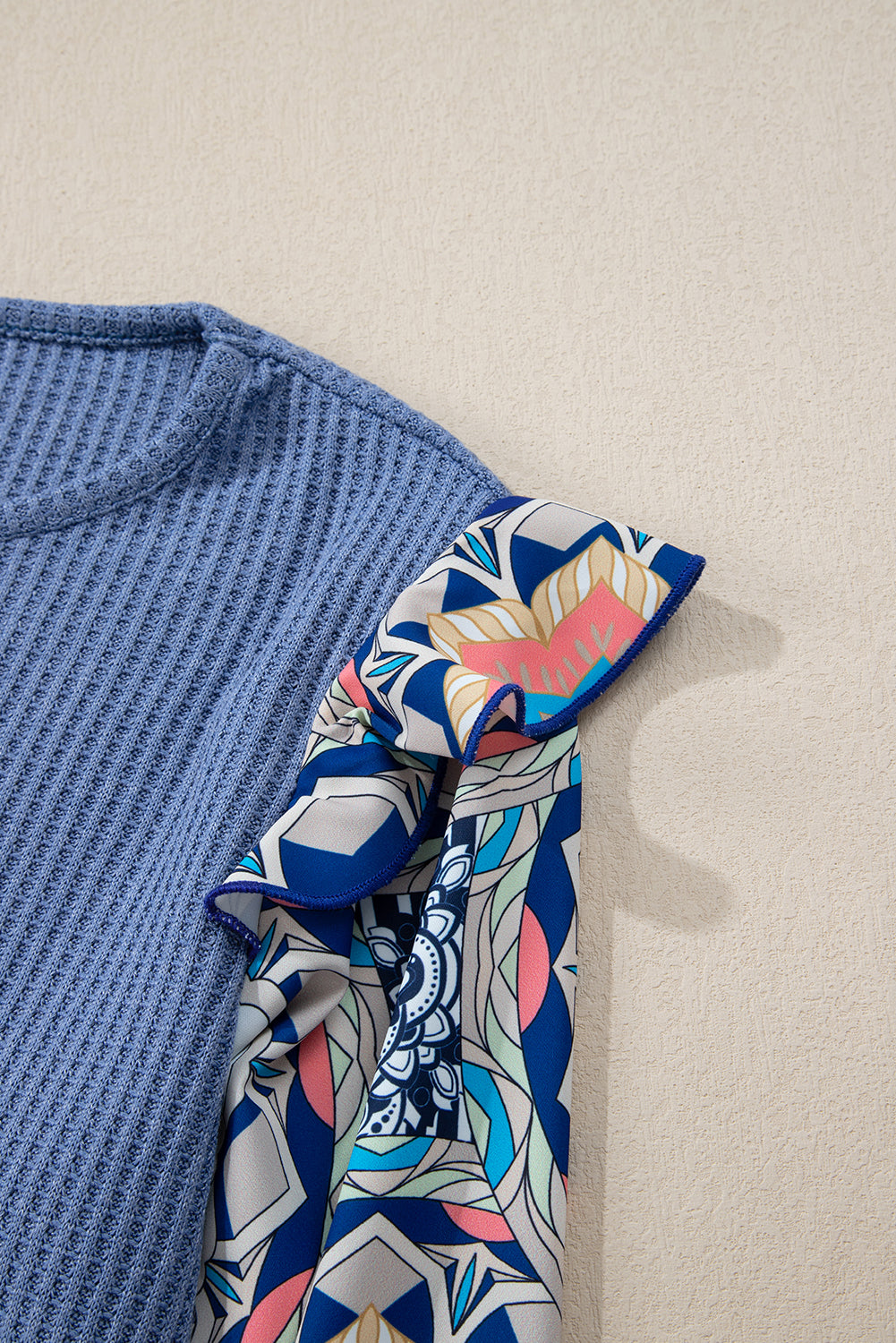 Waffle Floral Sleeve Top