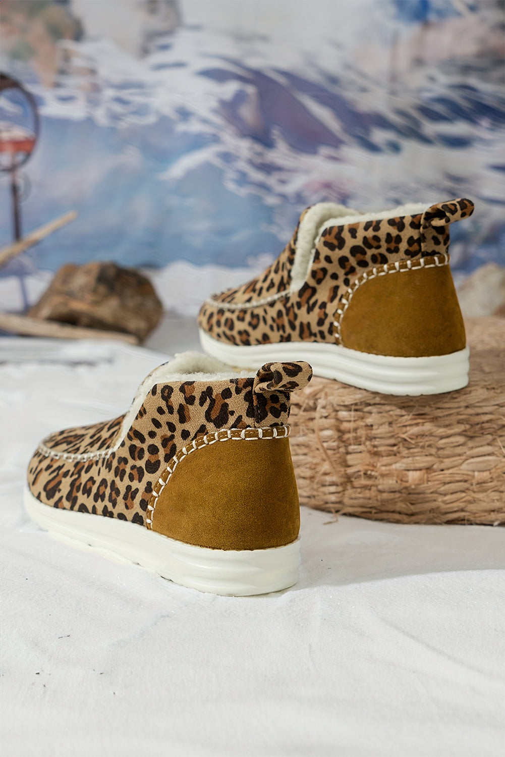 Leopard Print Fleece Lined Winter Snow Boots