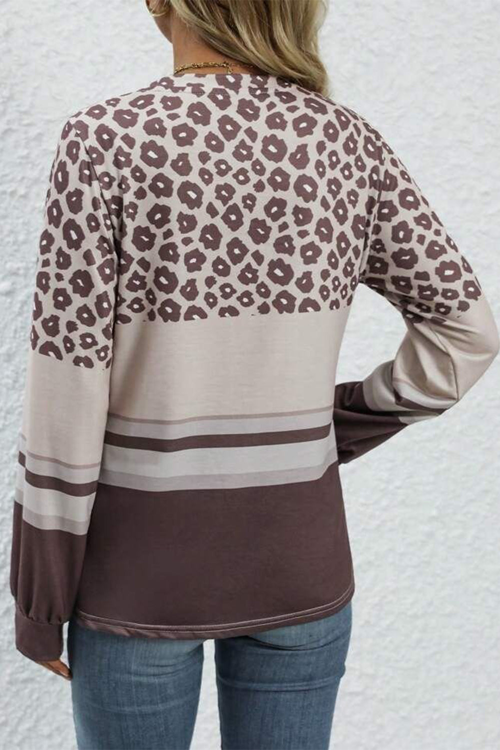 Leopard Color Block Top