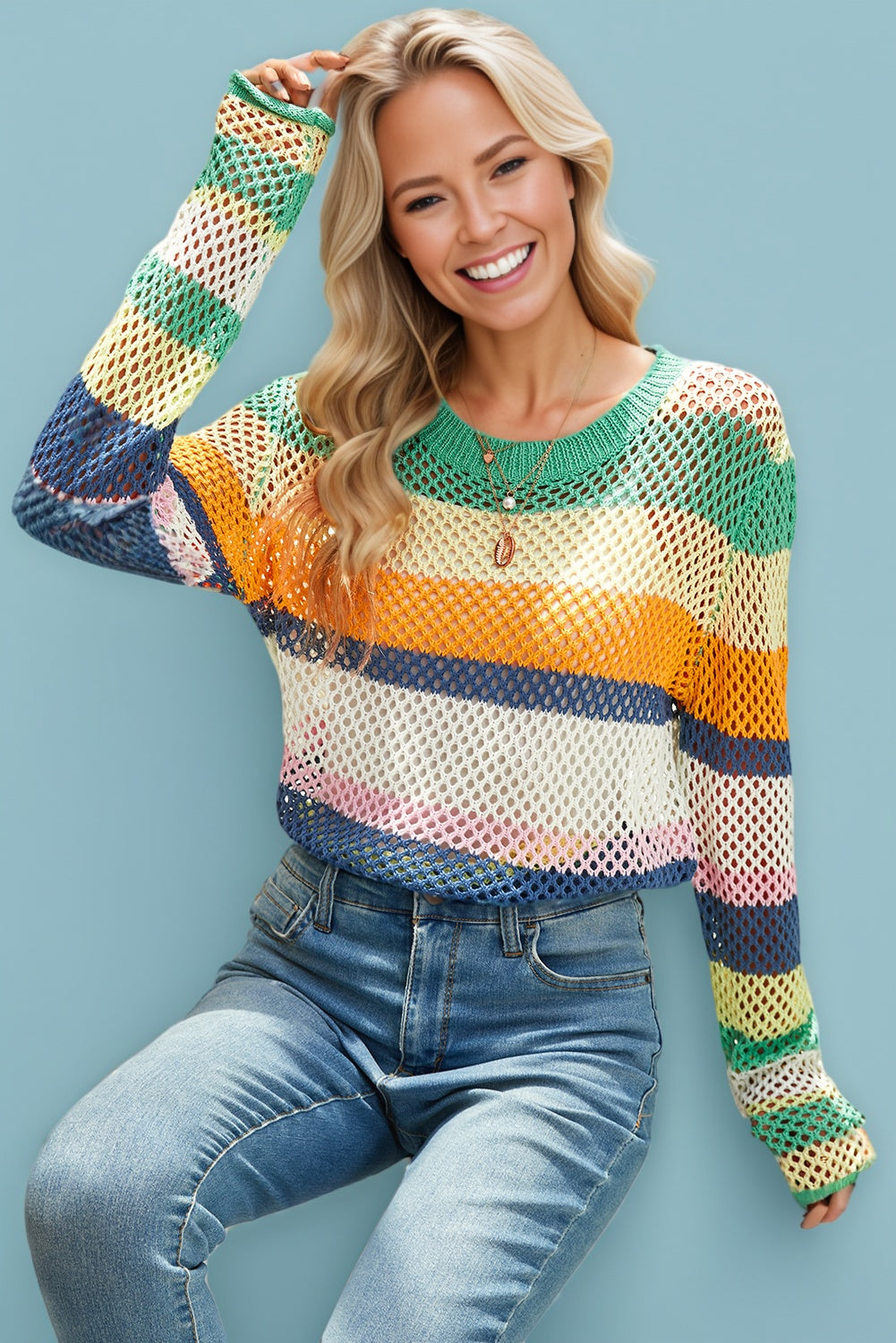 Colorblock Striped Knitted Top
