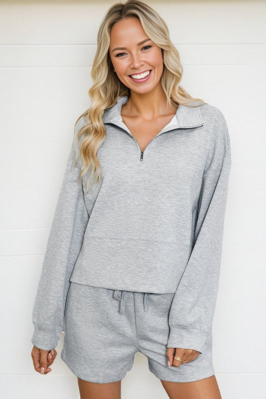 Quarter-Zip Pullover and Shorts Set