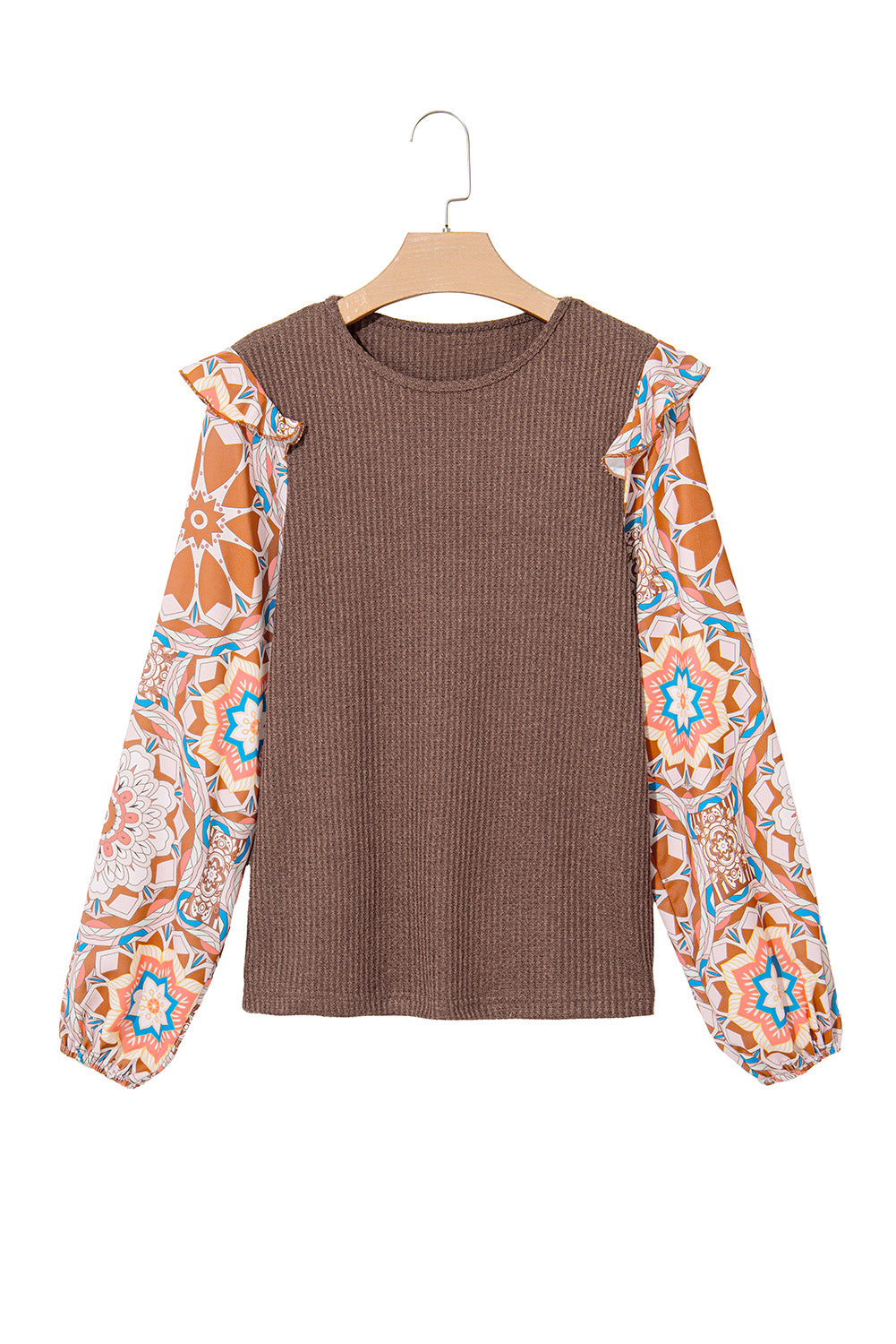 Waffle Floral Sleeve Top