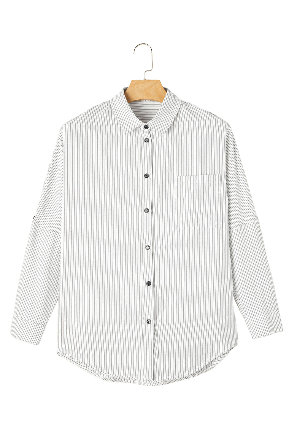 Striped Pocketed Tunic Button Up Shirt