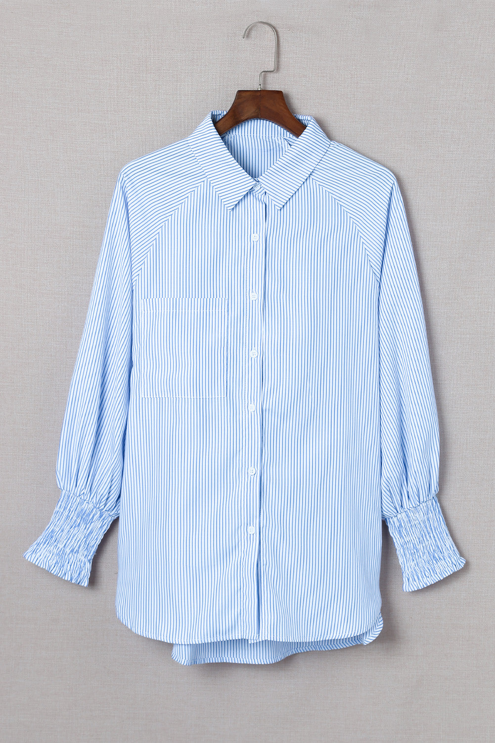 Stripe Shirred Cuff Shirt