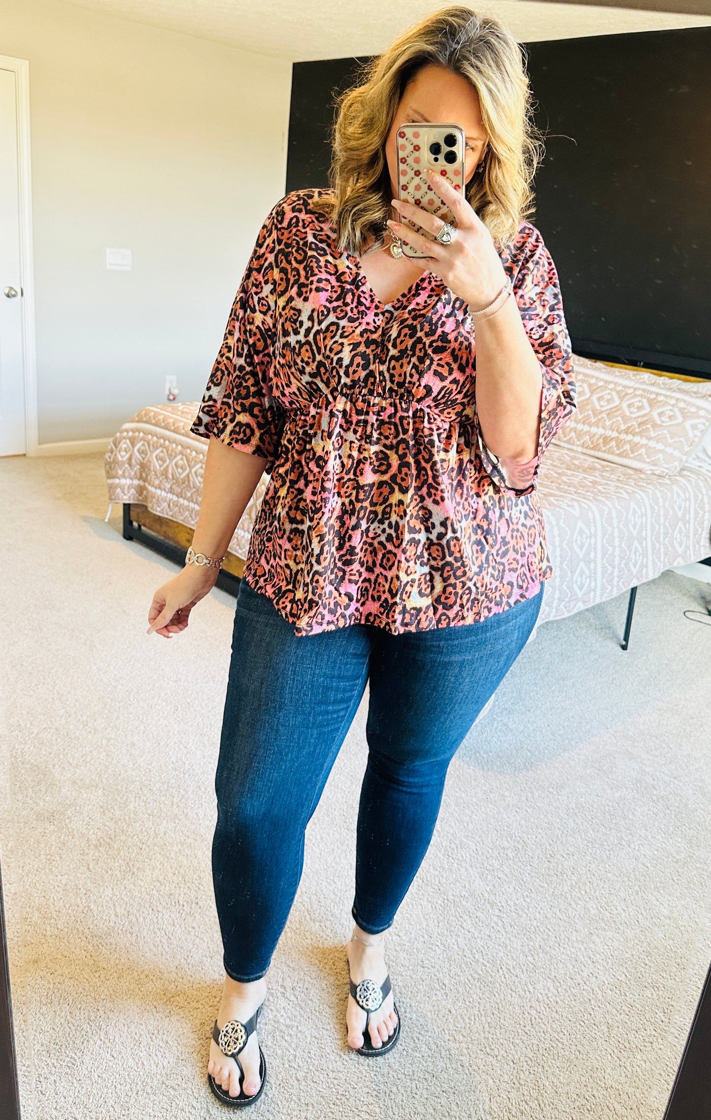 Rainbow Leopard Babydoll Top