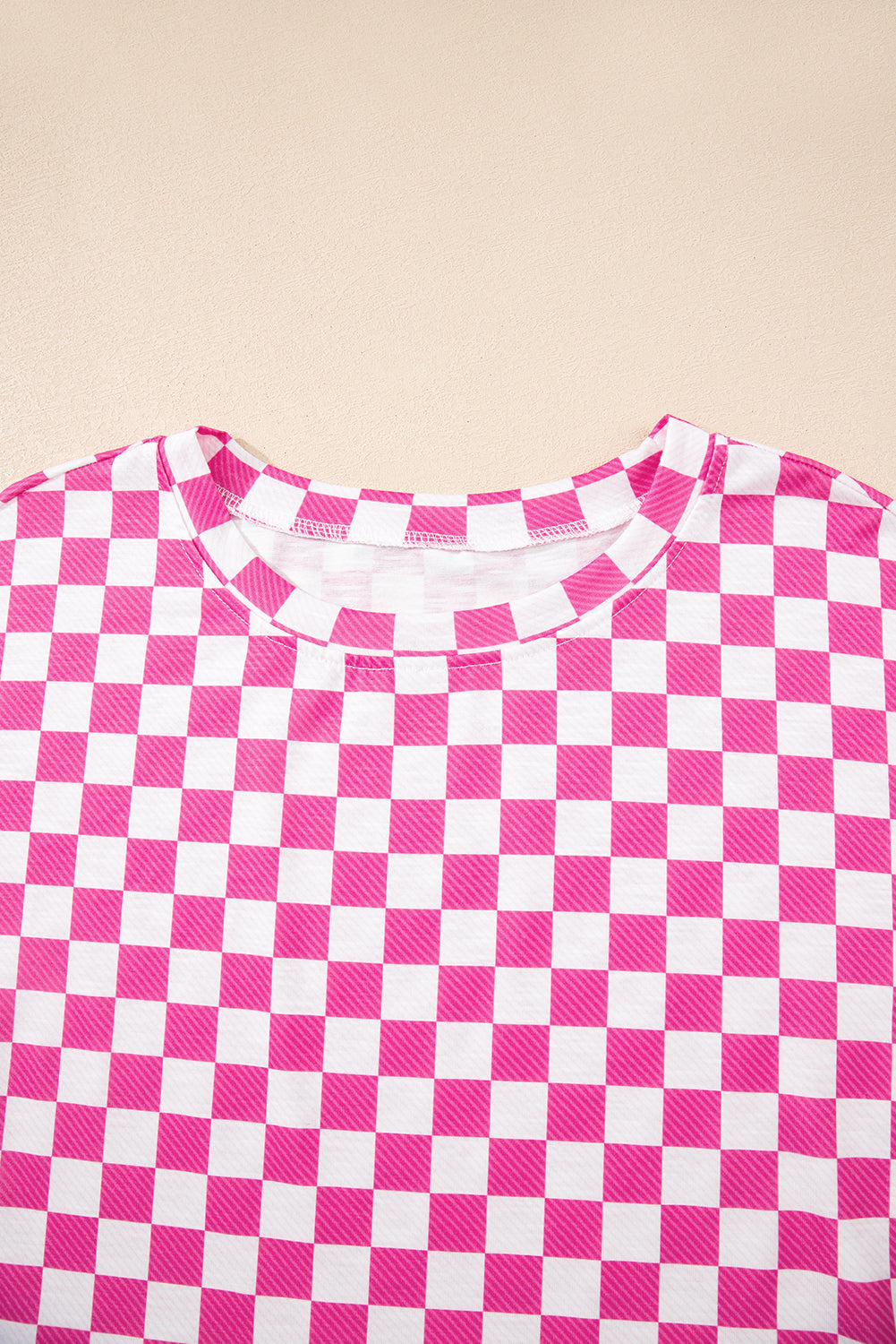 Pink Checkerboard T Shirt and Skorts Set
