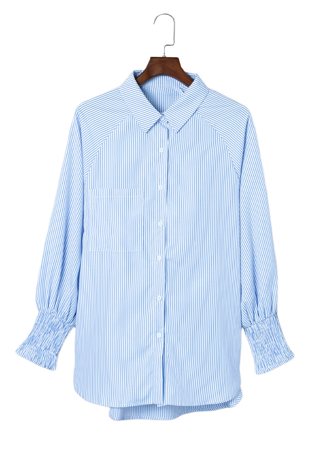 Stripe Shirred Cuff Shirt
