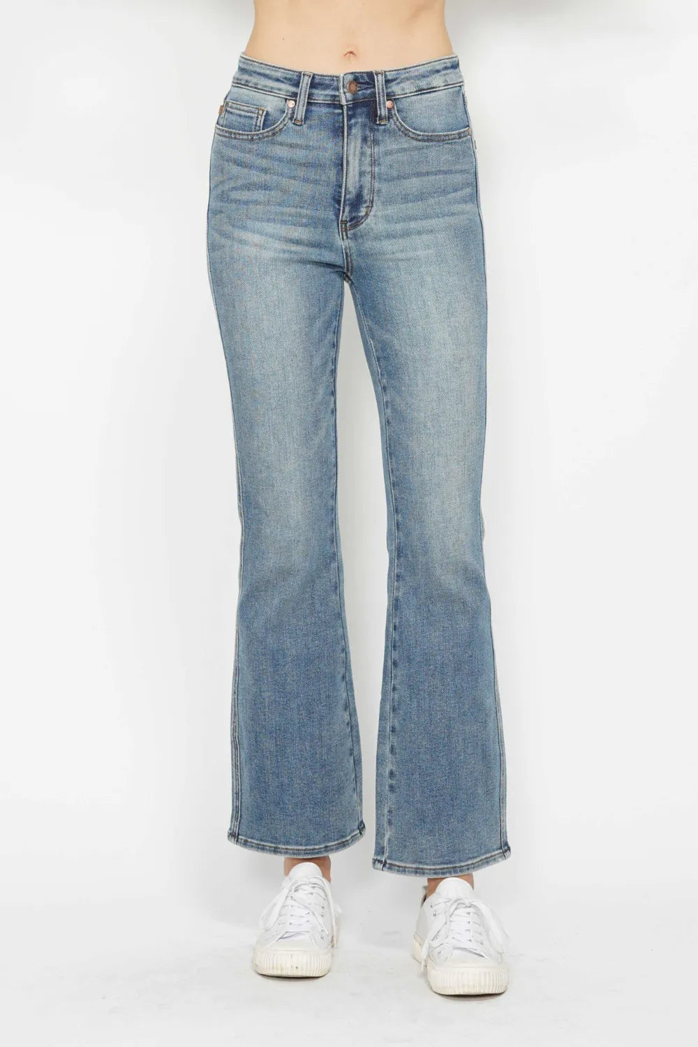 Flared leg blue jeans