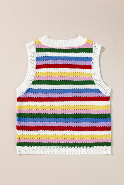 Multicolour Striped Knit Tank Top