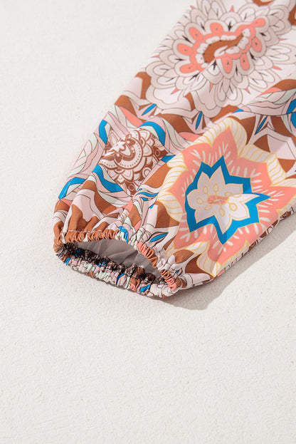 Waffle Floral Sleeve Top