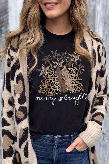 Black Leopard Christmas Tree T Shirt