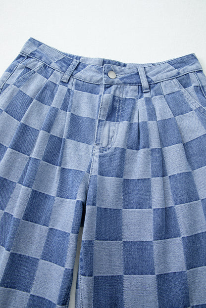 Checkered  Wide Leg Jeans