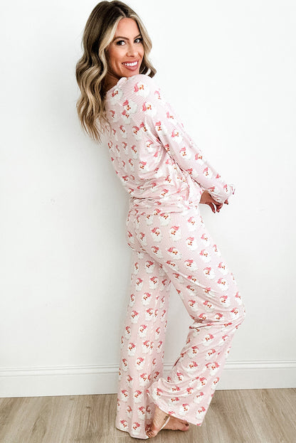 Pink Santa Claus Two Piece Pajamas