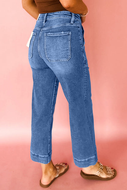 Cropped High Rise Wide Leg Jeans