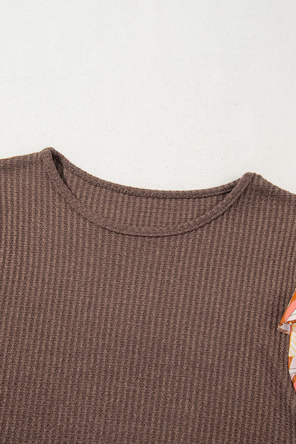 Waffle Floral Sleeve Top