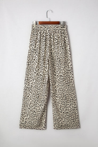 Leopard Print Drawstring Pants
