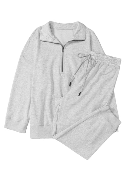 Grey Quarter Zip Jogger Set