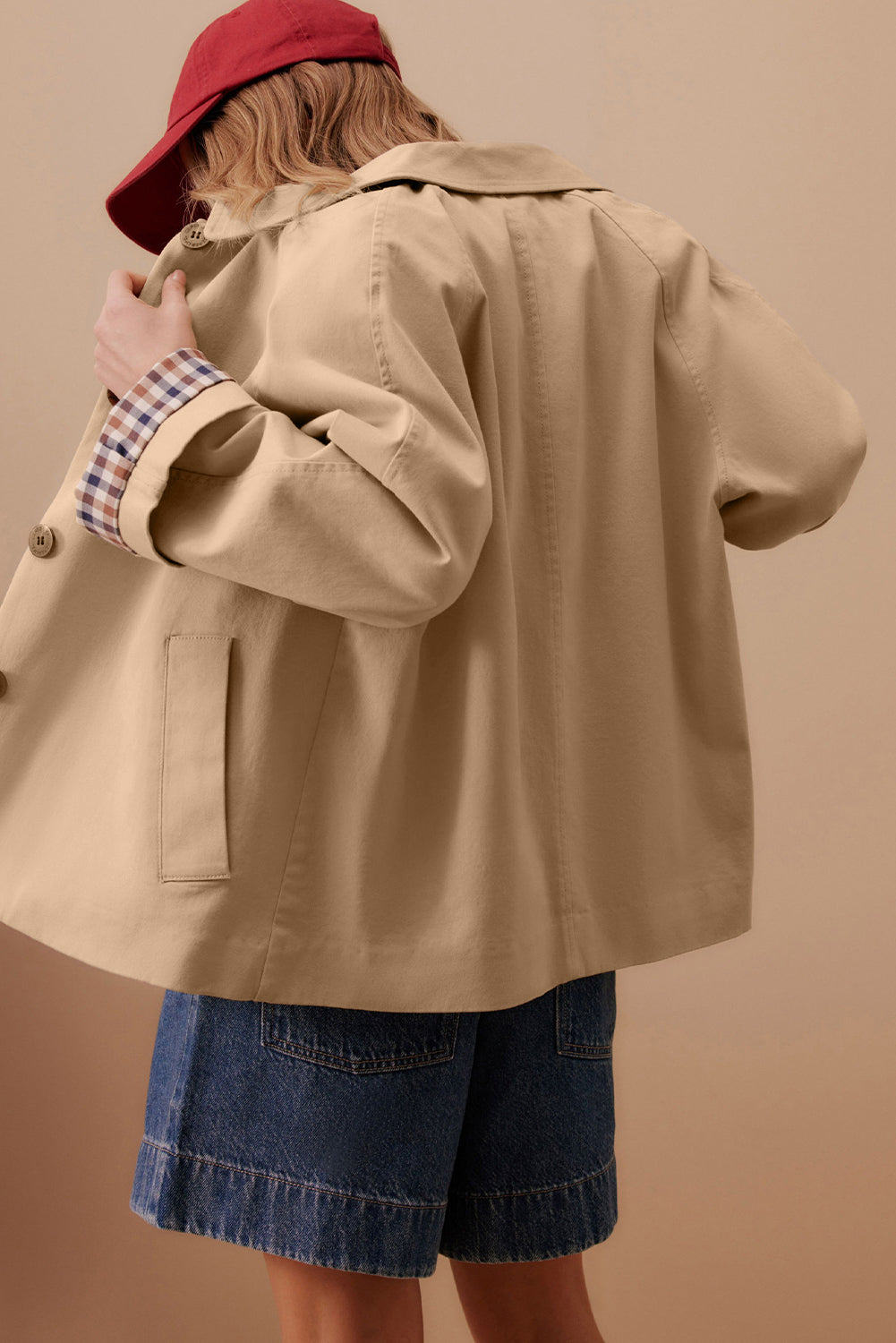 Plaid Lined Collar Trench
