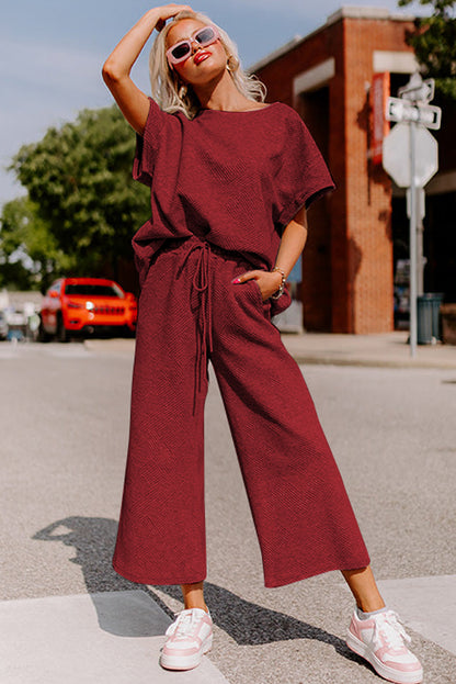 Textured Tee + Pants Set