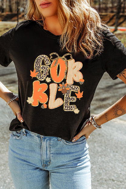 GOBBLE Leopard Turkey Bow T Shirt