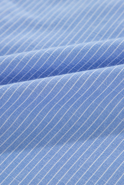 Striped Pocketed Tunic Button Up Shirt