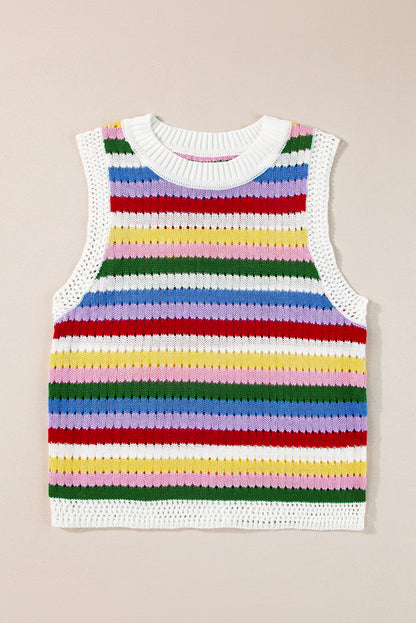 Multicolour Striped Knit Tank Top