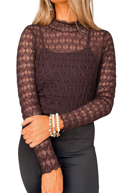 Black lace long-sleeve top