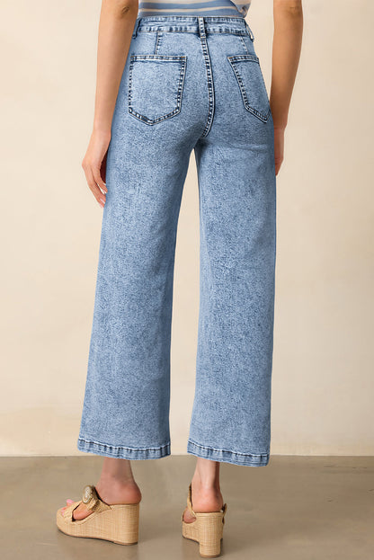 Patch Pocket Straight Leg Loose Jeans