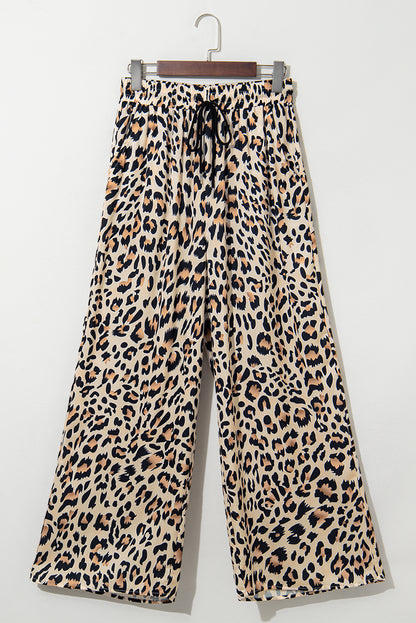 Leopard Print Wide Leg Pants