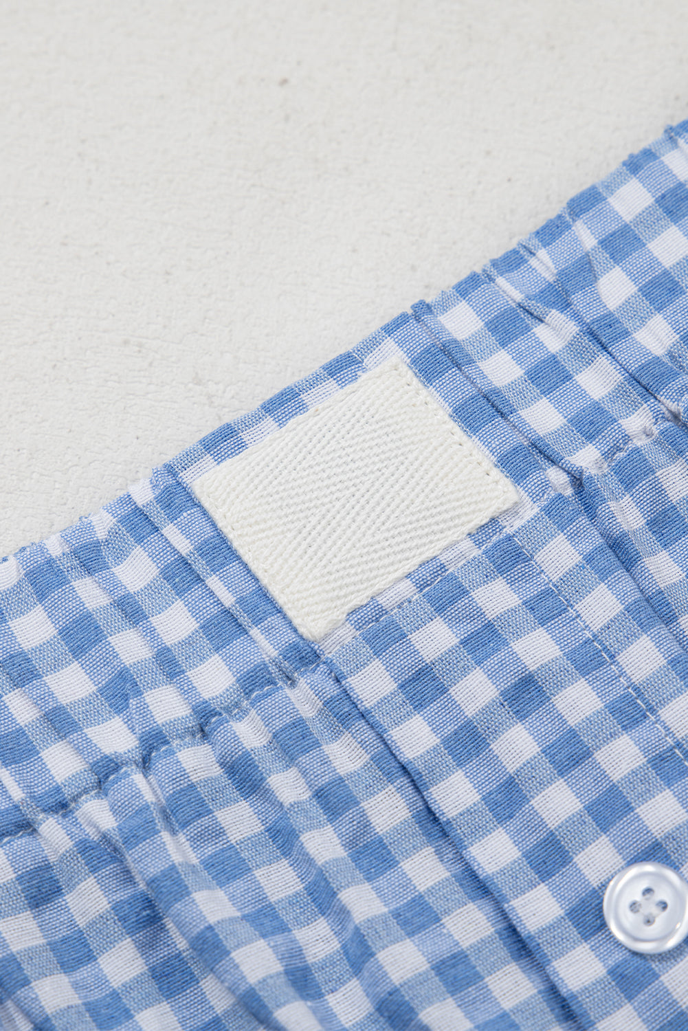 Blue Gingham Print Loose Shorts