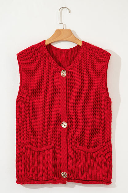 Knit Side Pockets Sweater Vest