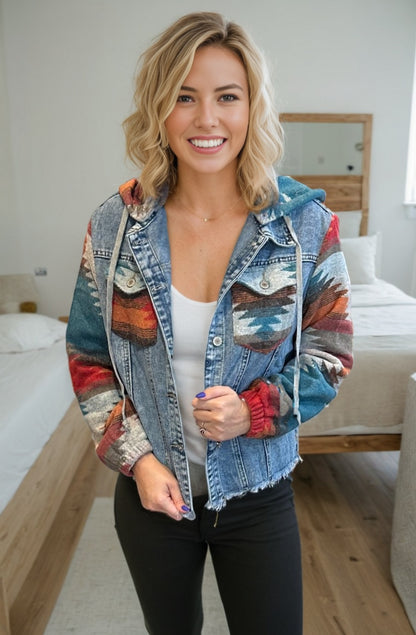 Halsey Aztec Denim Jacket