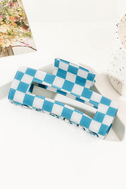 Blue and white checkered hair clip