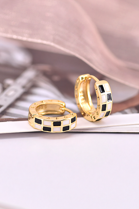 Gold Checkerboard Hoop Earrings