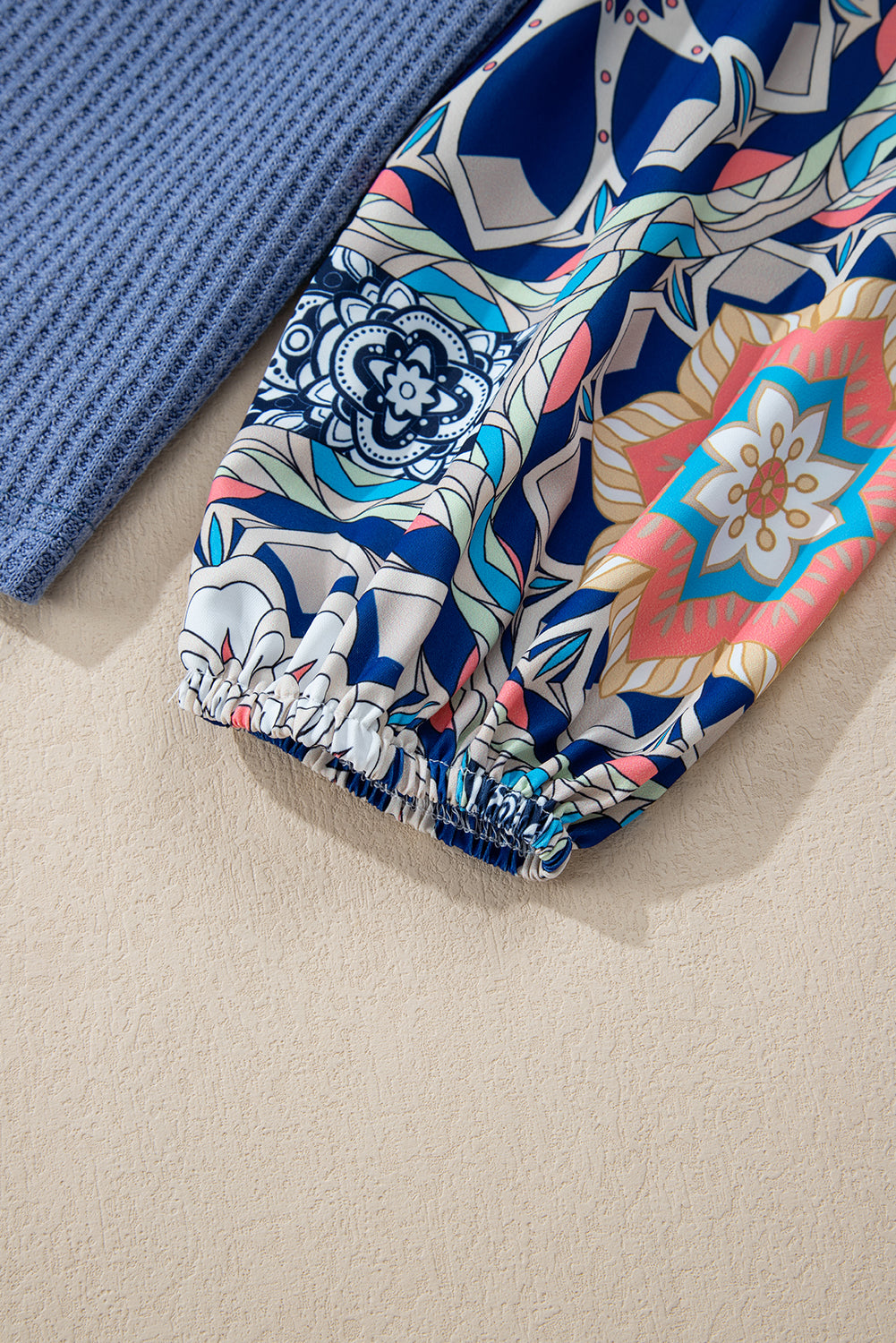 Waffle Floral Sleeve Top