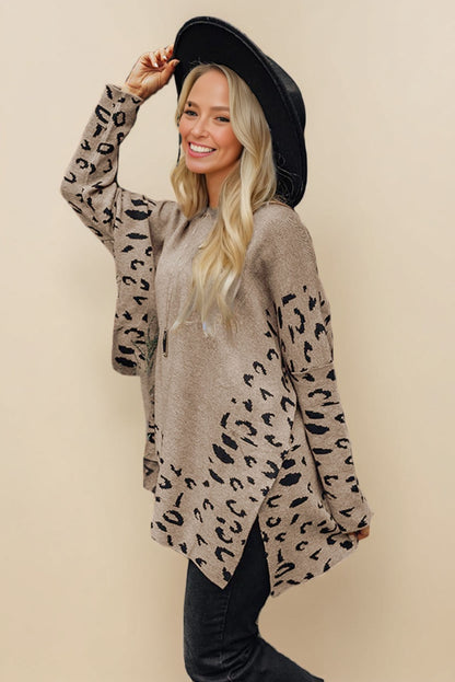 Leopard High Neck Oversized Sweater