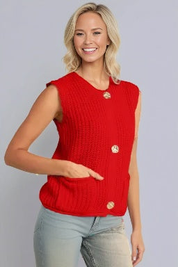 Knit Side Pockets Sweater Vest