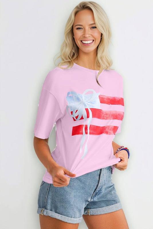 Light Pink Flag Graphic Tee