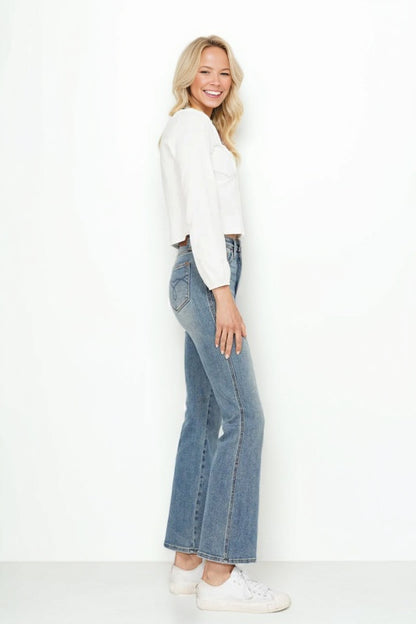 Plus Size Tummy Control  Embroidered Bootcut Jeans