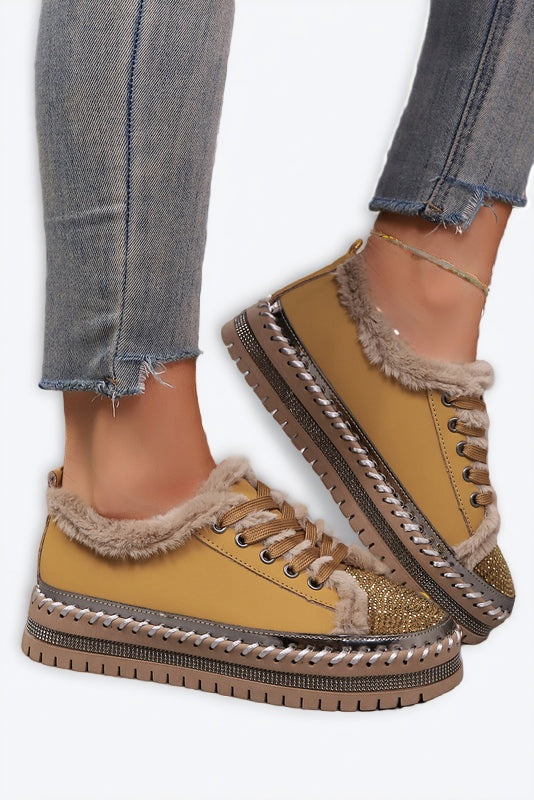 Fur Trimmed  Platform Sneakers