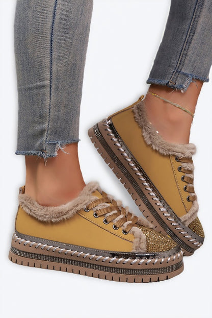 Fur Trimmed  Platform Sneakers