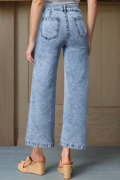 Patch Pocket Straight Leg Loose Jeans