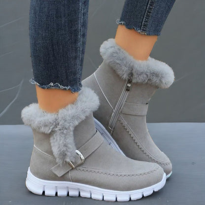 Furry Trim Buckle Boots